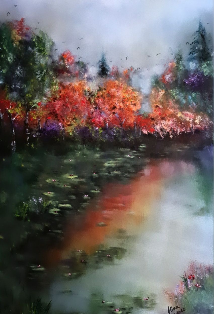 ArteDiAlina.com painting: waterlily grows in mud lakes